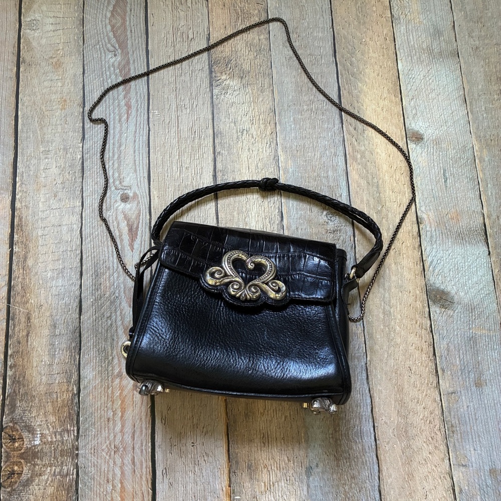 EUC Brighton Croc Embossed Leather Claw Foot Mini Bag Vintage